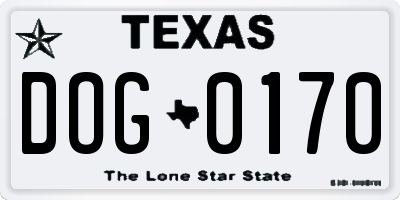 TX license plate DOG0170