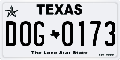 TX license plate DOG0173