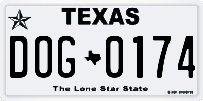 TX license plate DOG0174