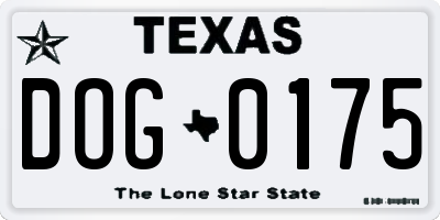 TX license plate DOG0175
