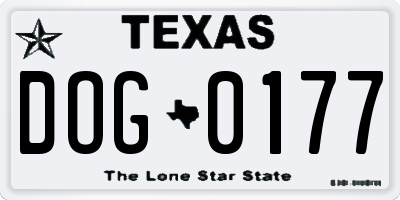 TX license plate DOG0177