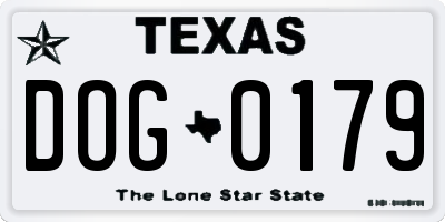 TX license plate DOG0179