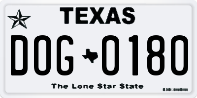 TX license plate DOG0180