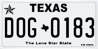 TX license plate DOG0183