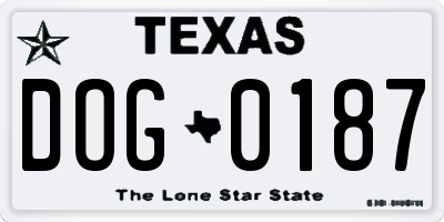TX license plate DOG0187