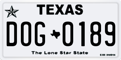TX license plate DOG0189