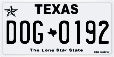 TX license plate DOG0192
