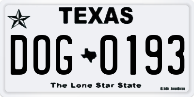 TX license plate DOG0193