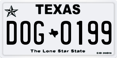TX license plate DOG0199