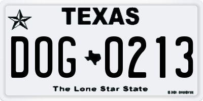 TX license plate DOG0213