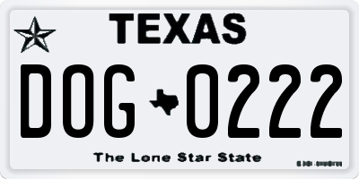 TX license plate DOG0222