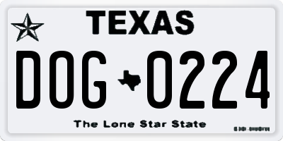 TX license plate DOG0224