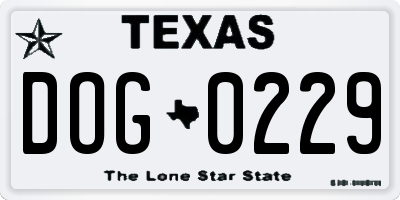 TX license plate DOG0229