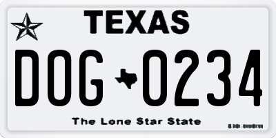 TX license plate DOG0234