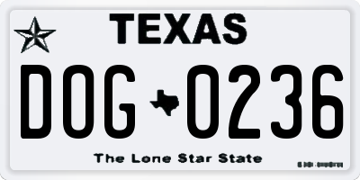 TX license plate DOG0236