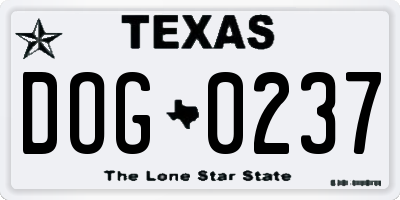 TX license plate DOG0237