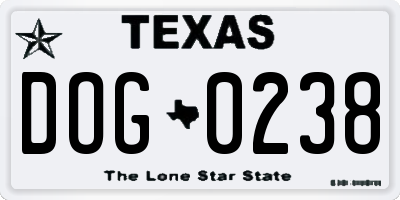 TX license plate DOG0238