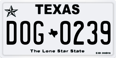 TX license plate DOG0239