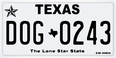 TX license plate DOG0243