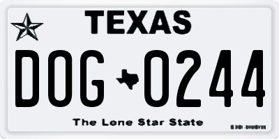 TX license plate DOG0244