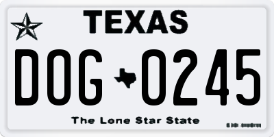 TX license plate DOG0245