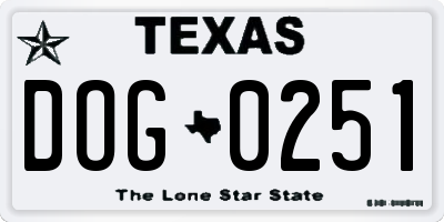 TX license plate DOG0251
