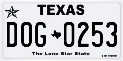 TX license plate DOG0253