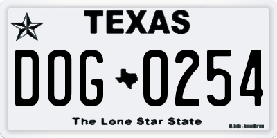 TX license plate DOG0254