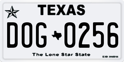 TX license plate DOG0256