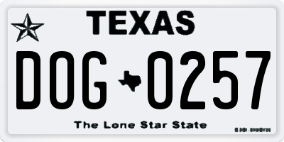 TX license plate DOG0257