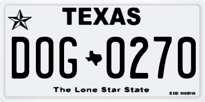 TX license plate DOG0270