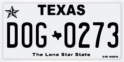 TX license plate DOG0273