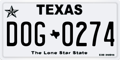 TX license plate DOG0274