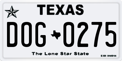 TX license plate DOG0275