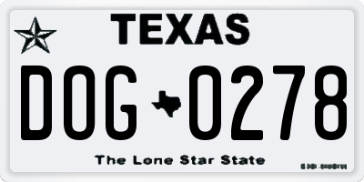 TX license plate DOG0278