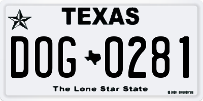 TX license plate DOG0281