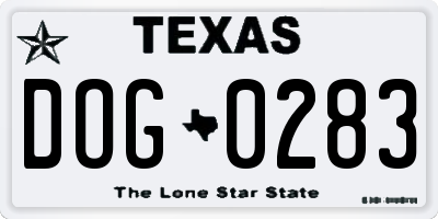 TX license plate DOG0283