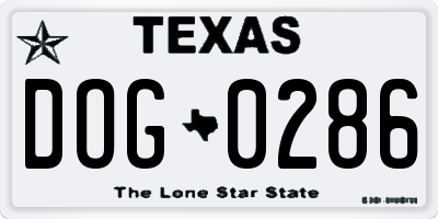 TX license plate DOG0286