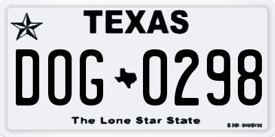 TX license plate DOG0298
