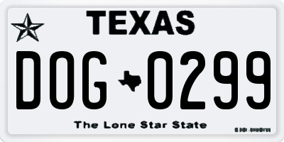 TX license plate DOG0299