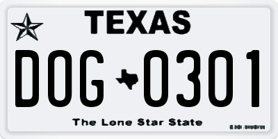TX license plate DOG0301