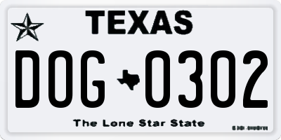 TX license plate DOG0302