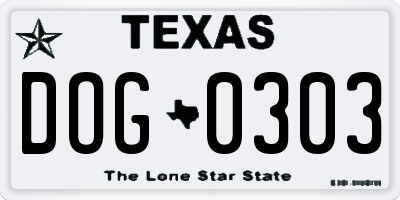 TX license plate DOG0303