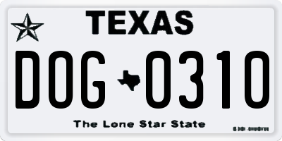 TX license plate DOG0310