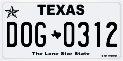 TX license plate DOG0312