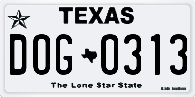 TX license plate DOG0313
