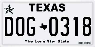 TX license plate DOG0318