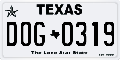 TX license plate DOG0319