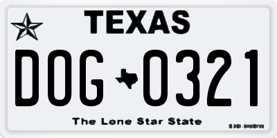 TX license plate DOG0321