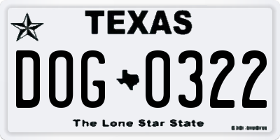 TX license plate DOG0322